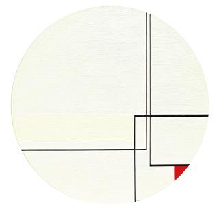 Ilya Bolotowsky - Small White Tondo with Red
