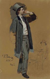 Ilya Repin - Study for \'A Parisian Café\': Gentleman standing and Jean-Léon Gérôme (1824-1904)