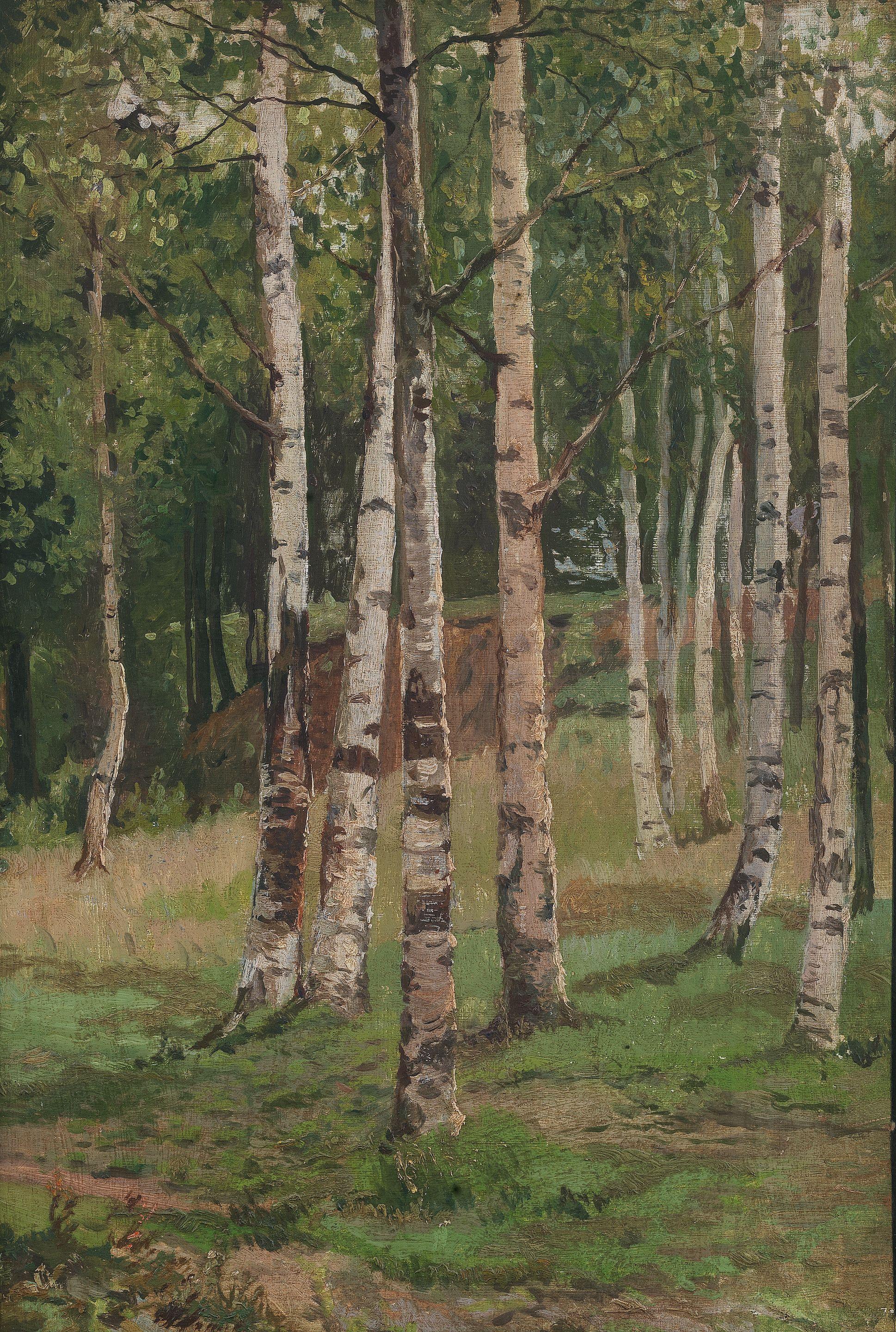 Ilya Semenovich Ostroukhov - Sketch for the painting \'Silver birches\'