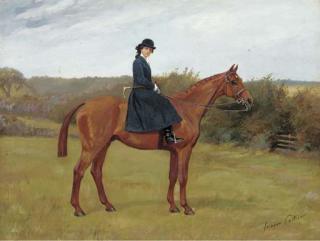 Imogen Collier - A chestnut hunter with a lady up