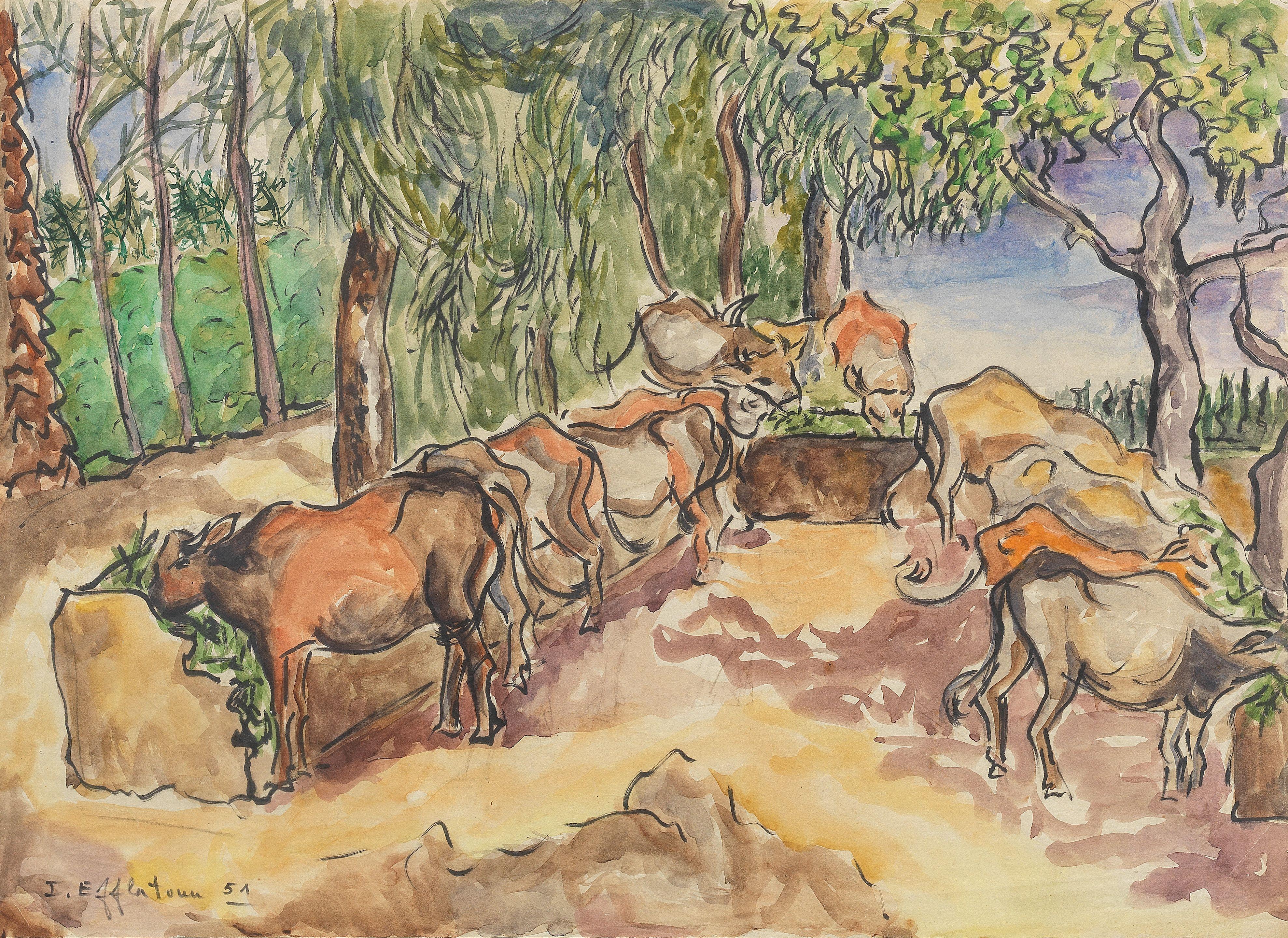 Inji Efflatoun - The Buffalo Shed