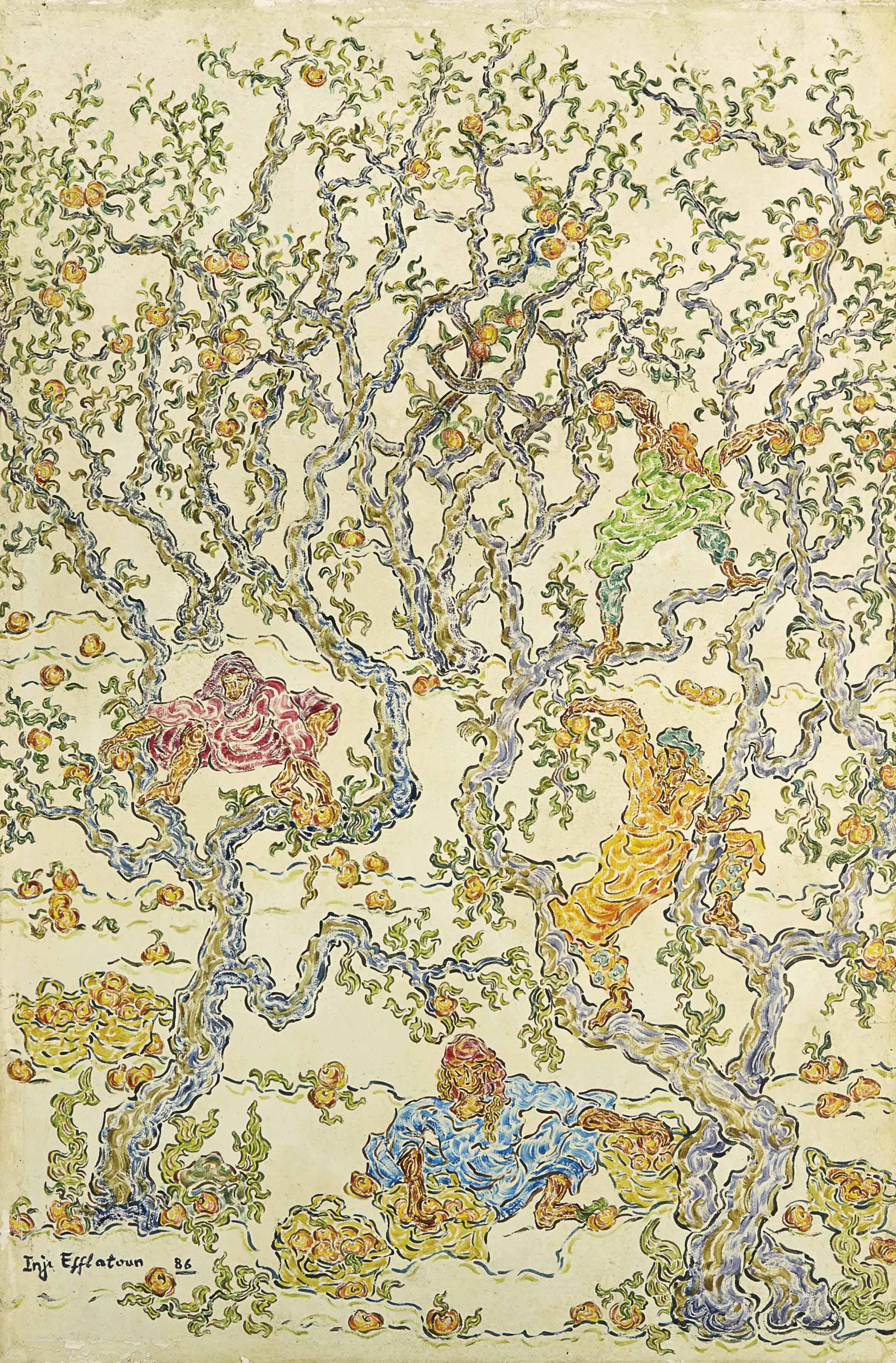 Inji Efflatoun - Untitled (Apricot Picking)