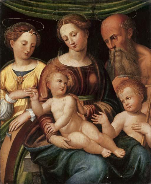 Innocenzo Francucci - The Mystic Marriage of Saint Catherine with the Infant Saint John the Baptist and Saint Jerome
