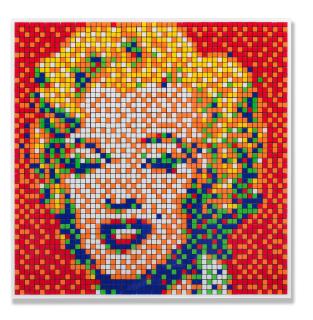 Invader - Rubik Shot Red Marilyn, from Rubikcubism (NVDR1-4), 2023