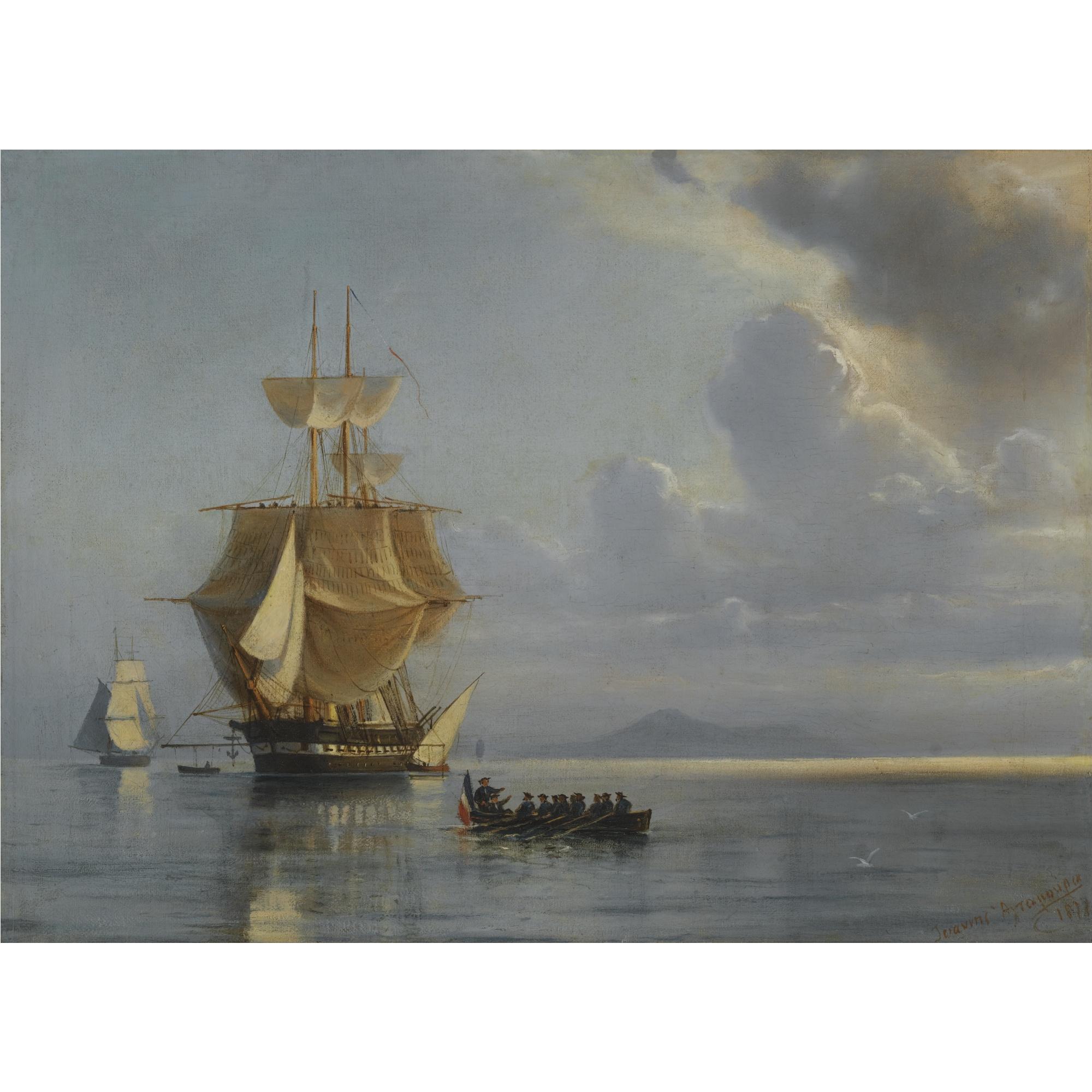 Ioannis Altamouras - Greek frigate On Calm Waters