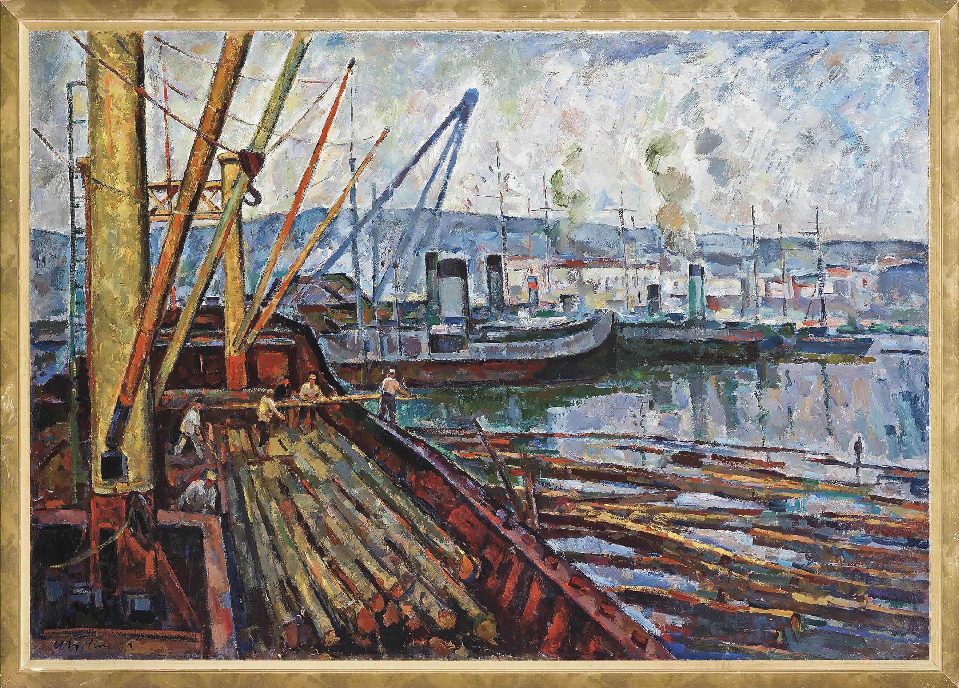 Iosif Mikhailovich Gurvich - Unloading logs, Murmansk