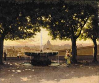 Ippolito Caffi - A veduta of Rome