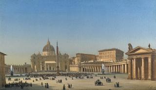 Ippolito Caffi - Italian the Benediction Of Pius Ix In St Peter\'S Square, Rome
