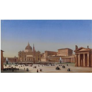 Ippolito Caffi - La Benedizione Papale Dalla Basilica Di San Pietro