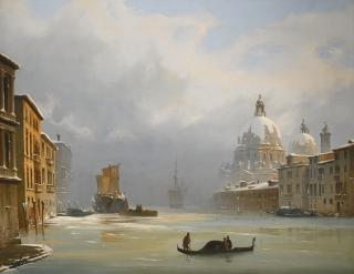 Ippolito Caffi - Venice, A View Of The City Under Snow With The Church Of The Salute