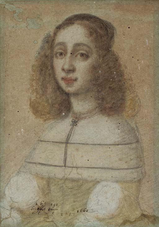 Ippolito Leoni - Portrait of a young lady, bust-length, wearing a lace collar