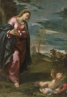 Ippolito Scarsella, Lo Scarsellino - The Madonna adoring the Infant Christ