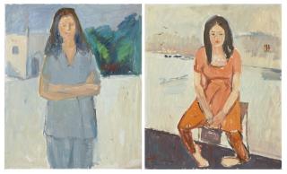 Iqbal Hussain - Untitled (Standing Woman); Untitled (Seated Woman)