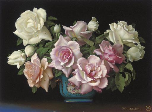 Irene Klestova - Mixed roses in a porcelain jardinière