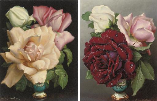 Irene Klestova - Roses in a vase; and Another similar