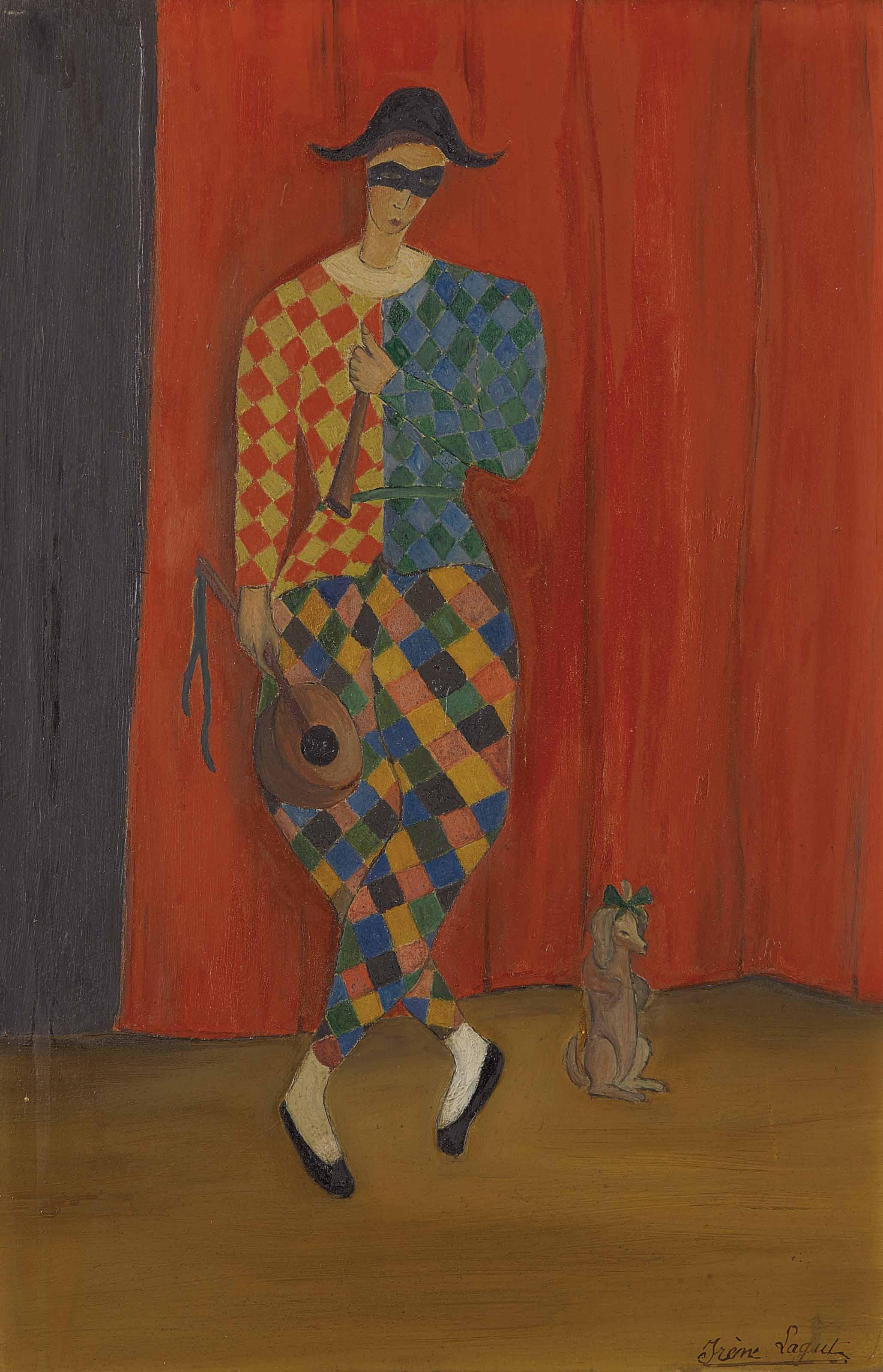 Irène Lagut - Arlequin et chien