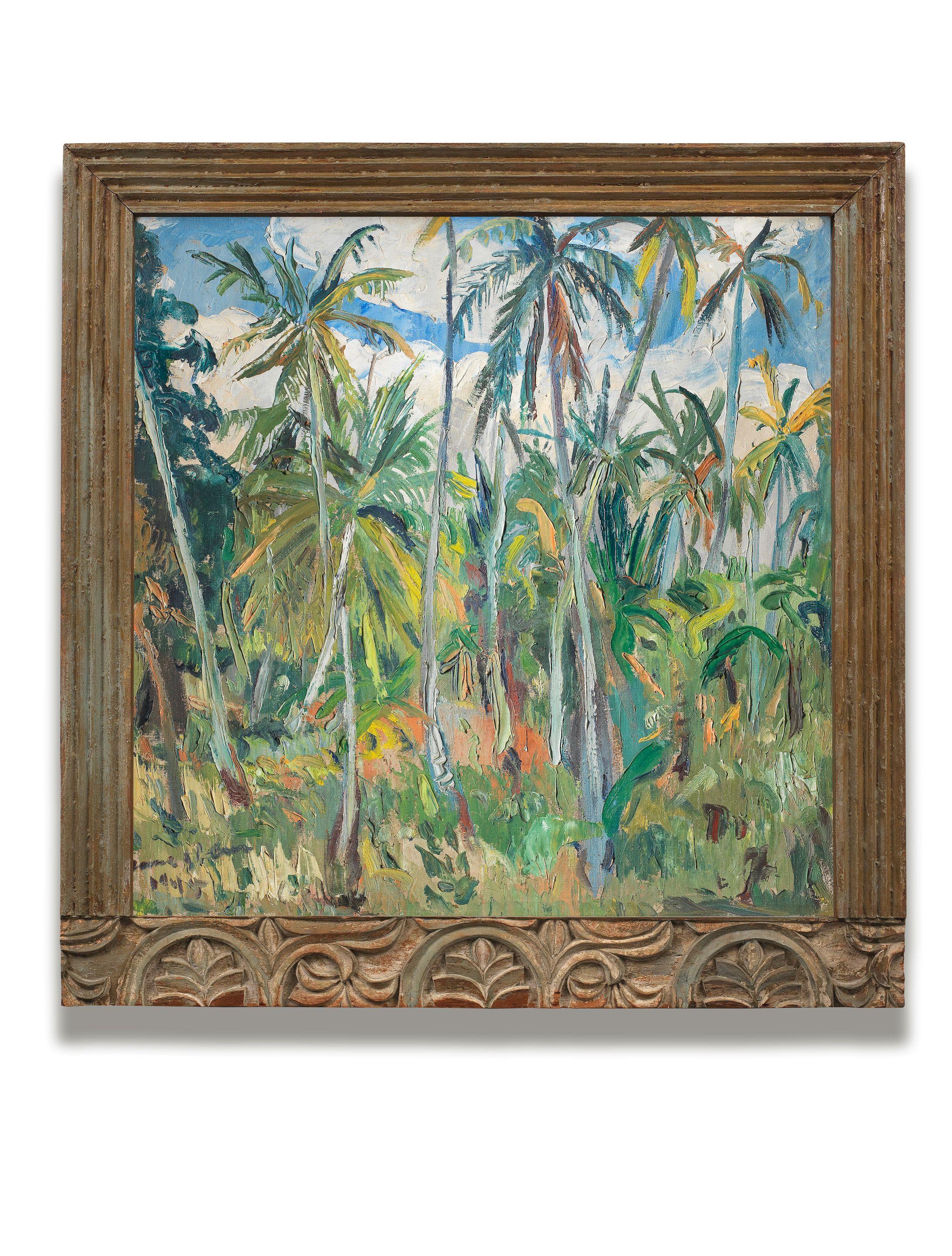 Irma Stern - \'Palm Trees\', Zanzibar Within Artist\'S Original Zanzibar Frame.