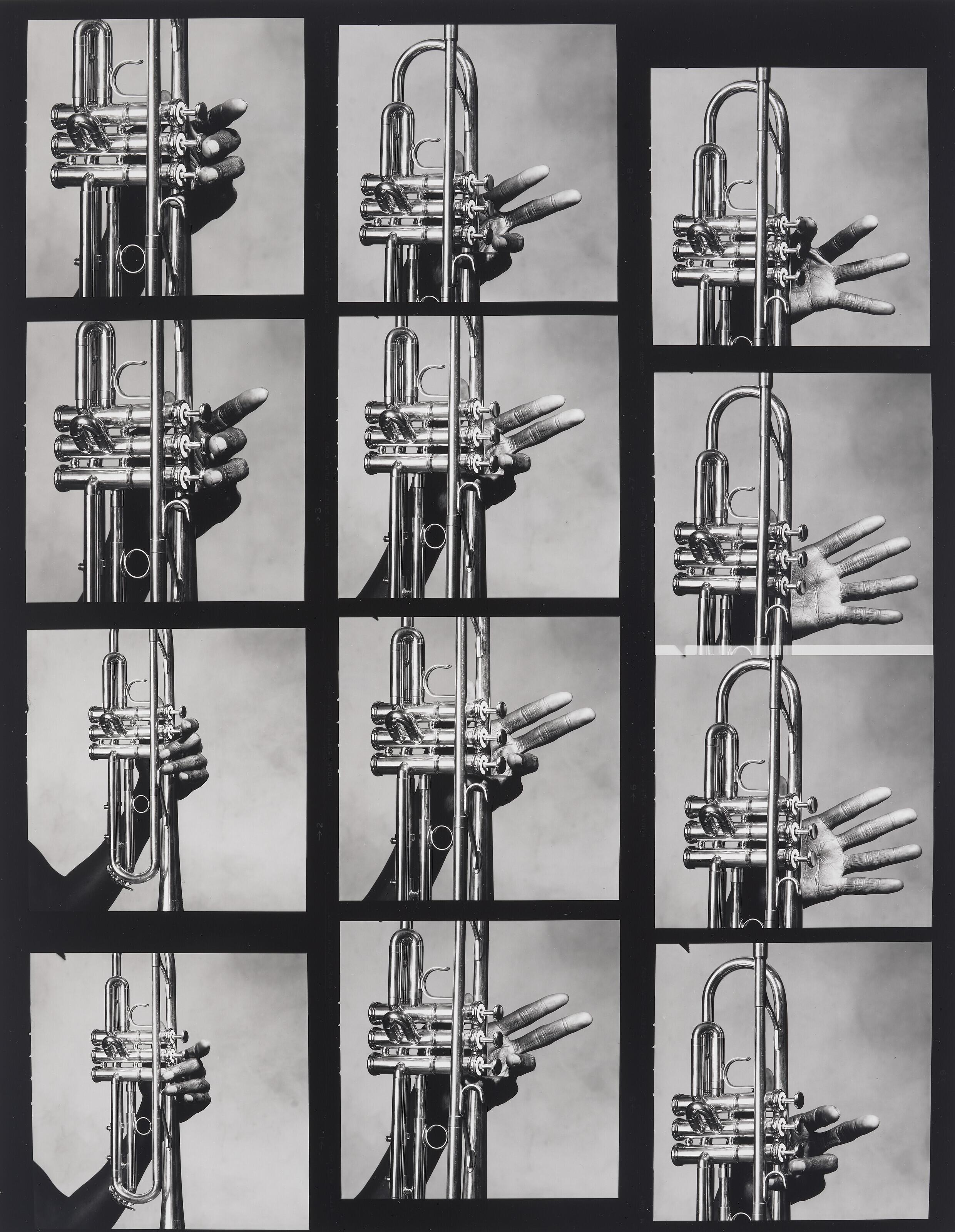 Irving Penn - 12 Hands of Miles Davis and His Trumpet, New York, July 1, 1986