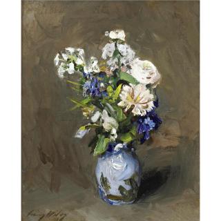 Irving Ramsay Wiles - Bouquet In A Blue Vase