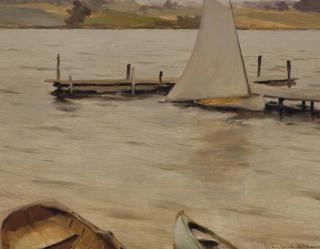 Irving Ramsey Wiles - Boats Along The Shore, Silver Lake, New York