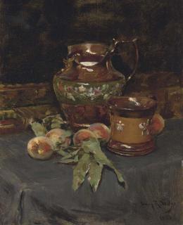 Irving Ramsey Wiles - Still Life with Lusterware and Peaches