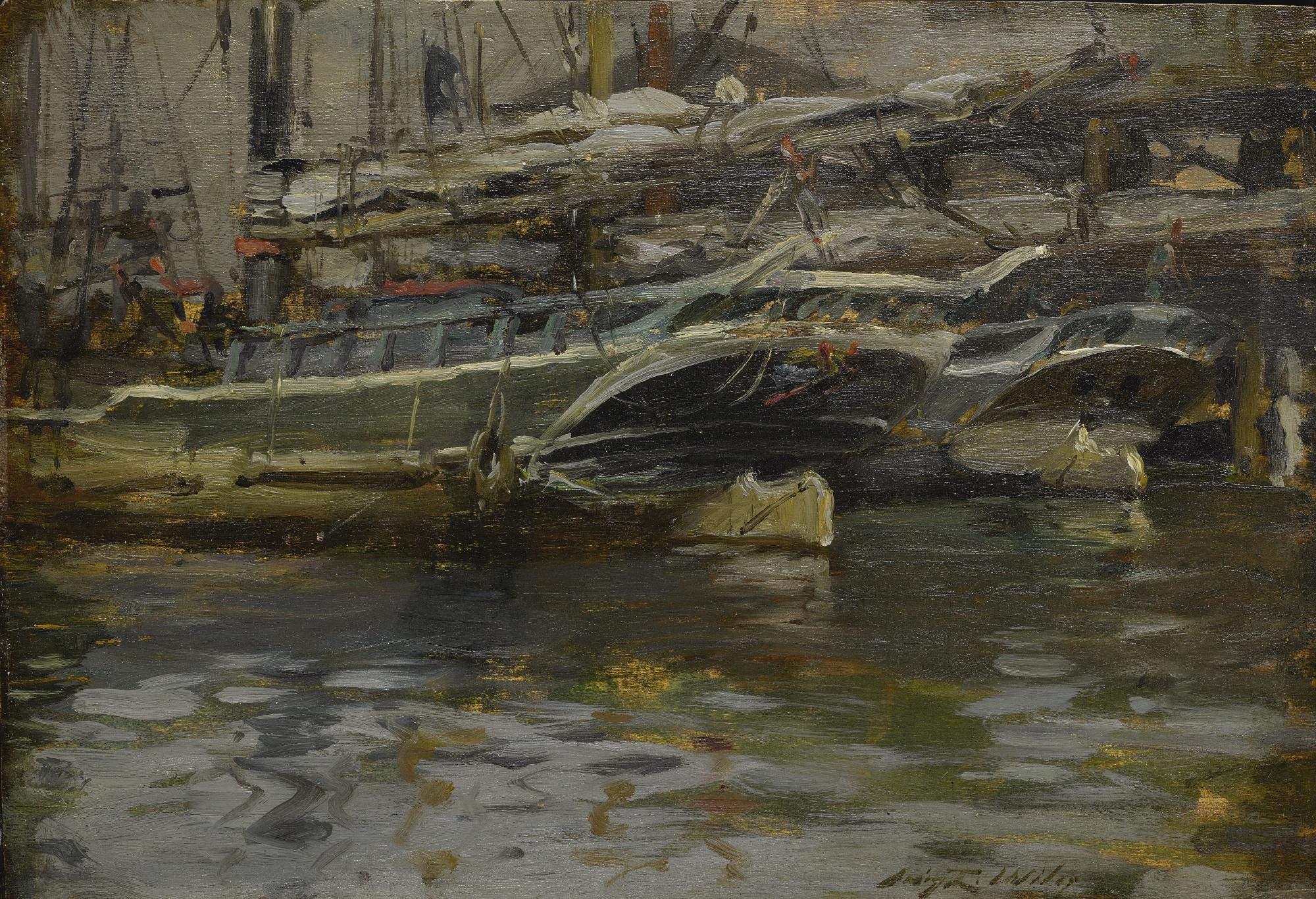 Irving Ramsey Wiles - Untitled (Harbor Scene)