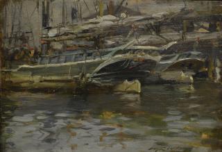 Irving Ramsey Wiles - Untitled (Harbor Scene)