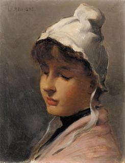 Irving Ramsey Wiles - Young Girl In A White Bonnet