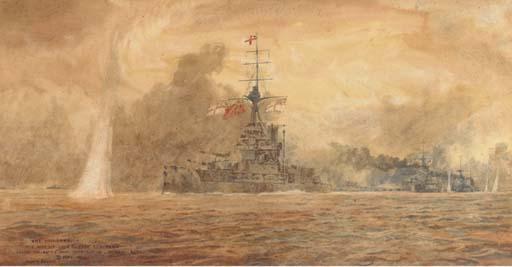 Irwin John David Bevan - H.M.S. Marlborough going into action at Jutland