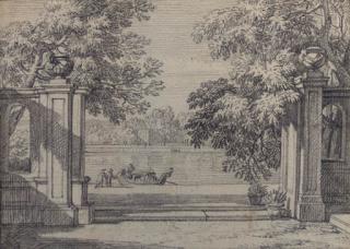 Isaac De Moucheron - A view of the Groote Vijver at the Palace Het Loo, Apeldoorn