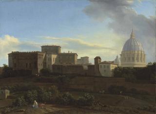 Isaac de Moucheron - A view of the Vatican, Rome, with the Sistine Chapel and St. Peter\'s Basilica, from the Janiculum