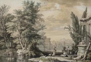 Isaac de Moucheron - Pair Of Architectural Cappricci In An Italian Landscape