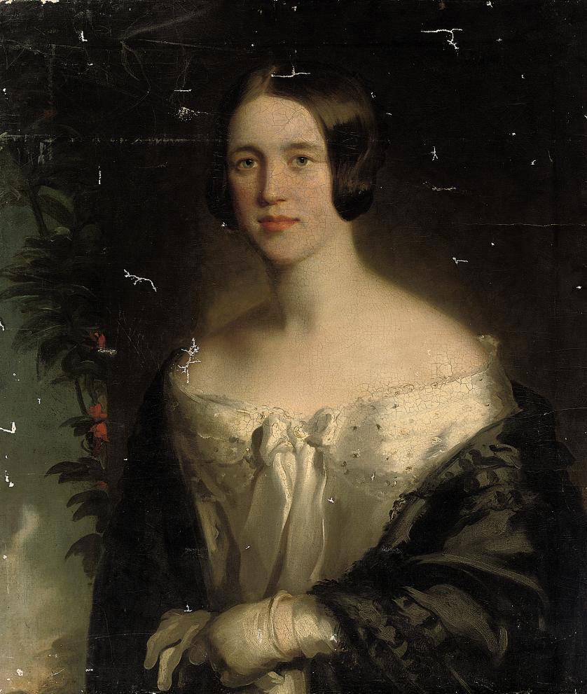 Isaac F. Bird - Portrait of a lady, half-length, in a white dress and black shawl