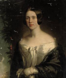 Isaac F. Bird - Portrait of a lady, half-length, in a white dress and black shawl