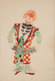 Isaac Grünewald - Costume sketch of a clown.