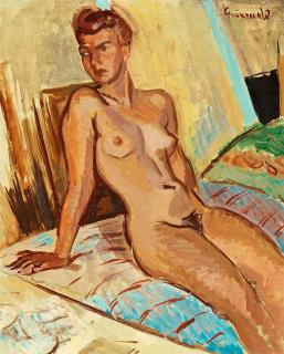Isaac Grünewald - Model in bed.