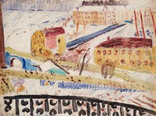 Isaac Grünewald - View of Kornhamnstorg and from the balcony on Katarinavägen.