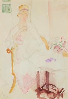 Isaac Grünewald - Woman sewing