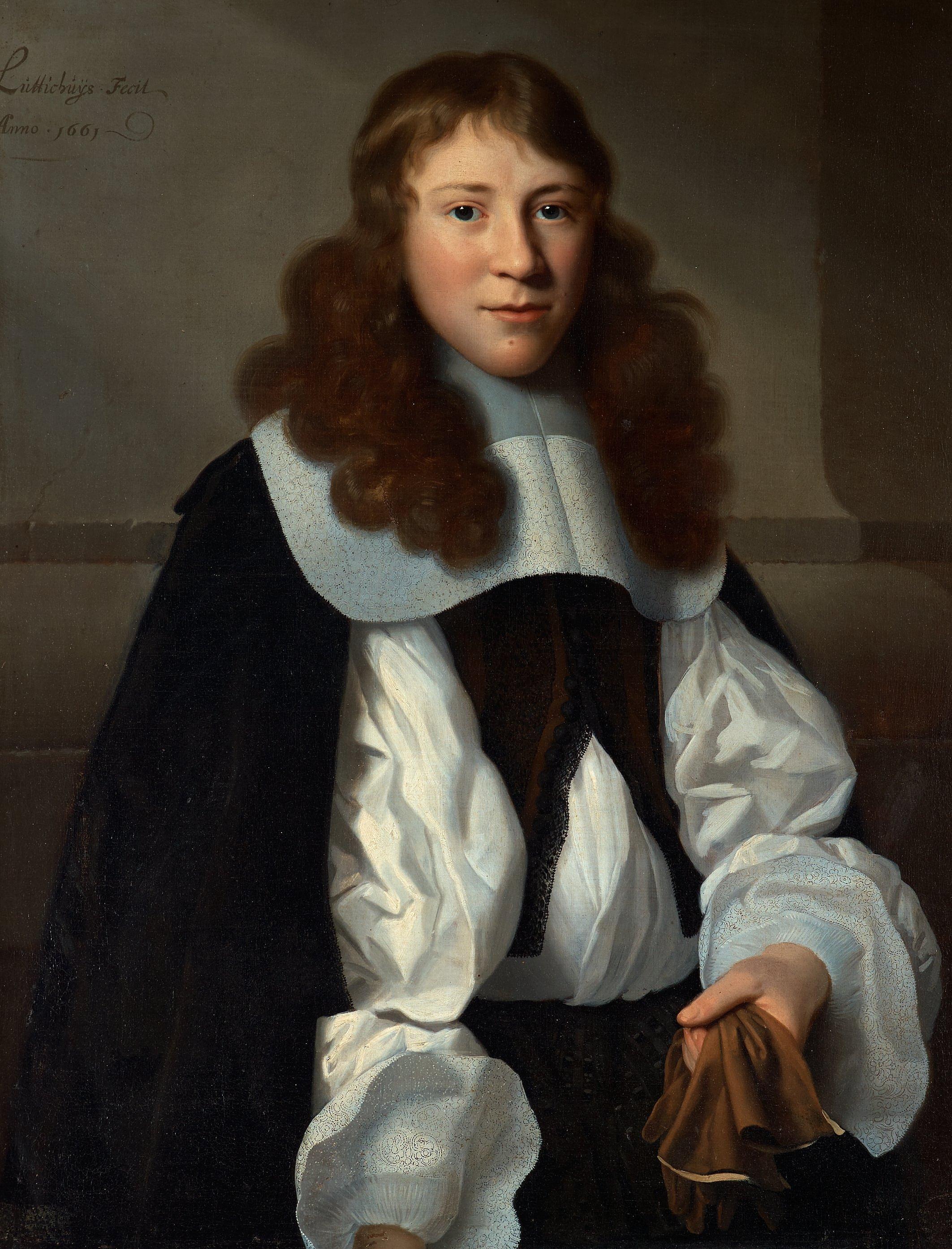 Isaac (Isaack) Luttichuys - Portrait of a young man with gloves