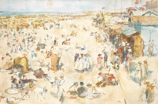 Isaac Israels - A busy day, Scheveningen beach