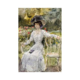 Isaac Israels - An Elegant Lady In A Garden