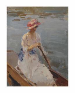 Isaac Israels - An elegant lady on the Thames, London