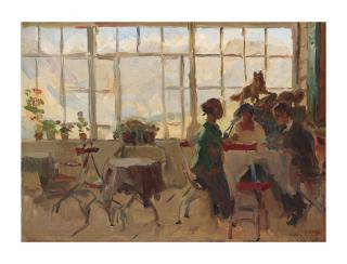 Isaac Israels - Dinner in a Pension in Pontresina, Switzerland