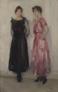 Isaac Israels - Ippy and Gertie posing at fashion house Hirsch, Amsterdam