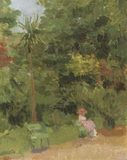 Isaac Israels - Lezend meisje in Diergaarde: reading in the Zoo, The Hague