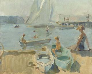 Isaac Israels - Summer fun on the beach of Portorose, Italy