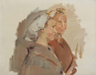 Isaac Israels - Twee Scheveninger vissersvrouwen: two girls chatting
