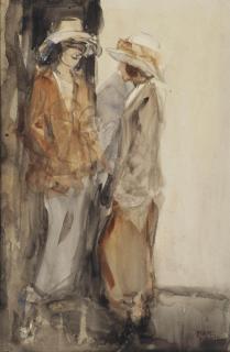 Isaac Israels - Two elegant ladies conversing