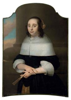 Isaac Luttichuys - Portrait de jeune femme tenant un éventail