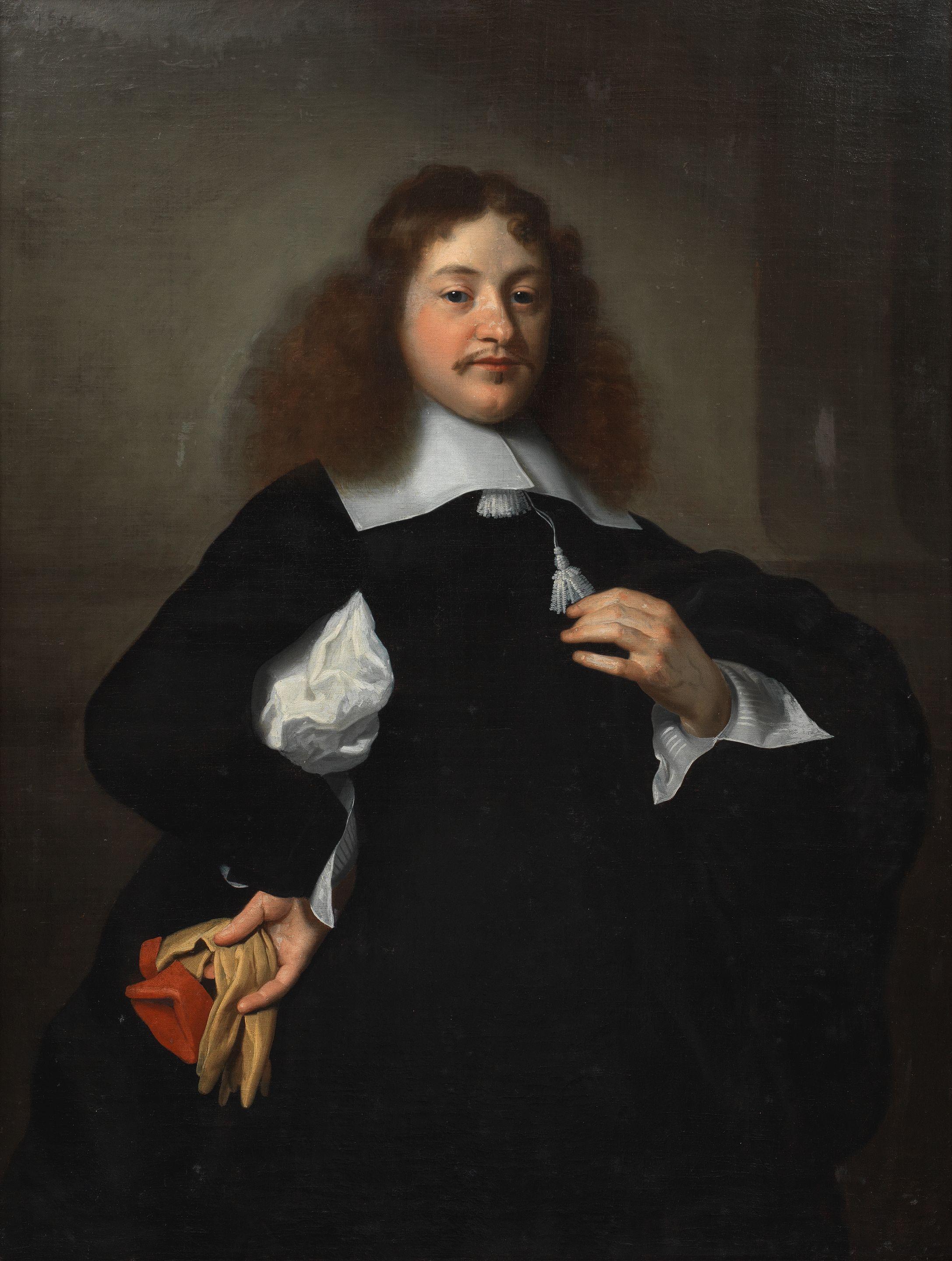 Isaac Luttichuys - Portrait of a gentleman, three-quarter-length, in black costume, holding his gloves